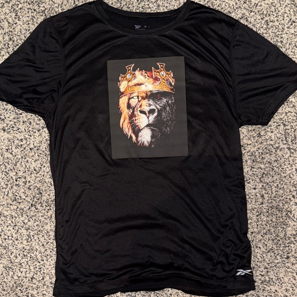 Custom Designed Reebok Black King Graphic Tee- Used good condition
